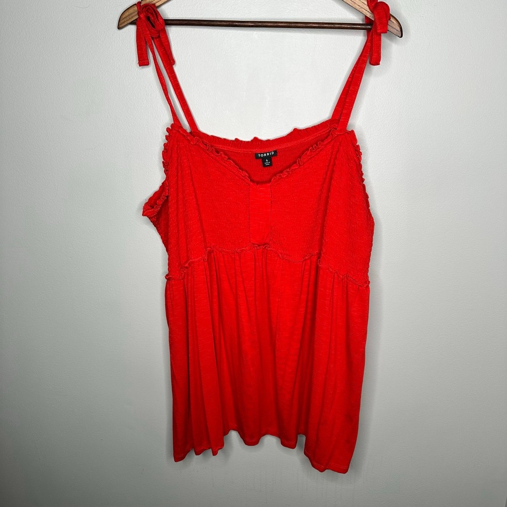 Torrid Lot of 3 Tank Tops Womens 4X Red Green Pink Eyelet Babydoll Smocked